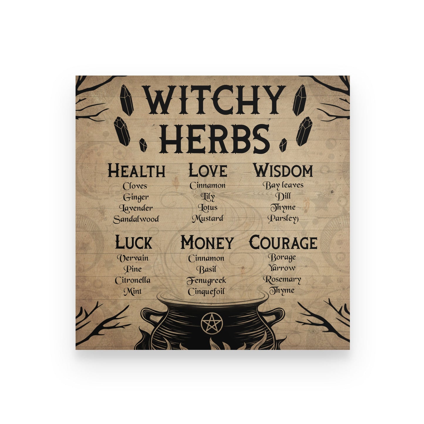 Witchy Herbs Square Poster