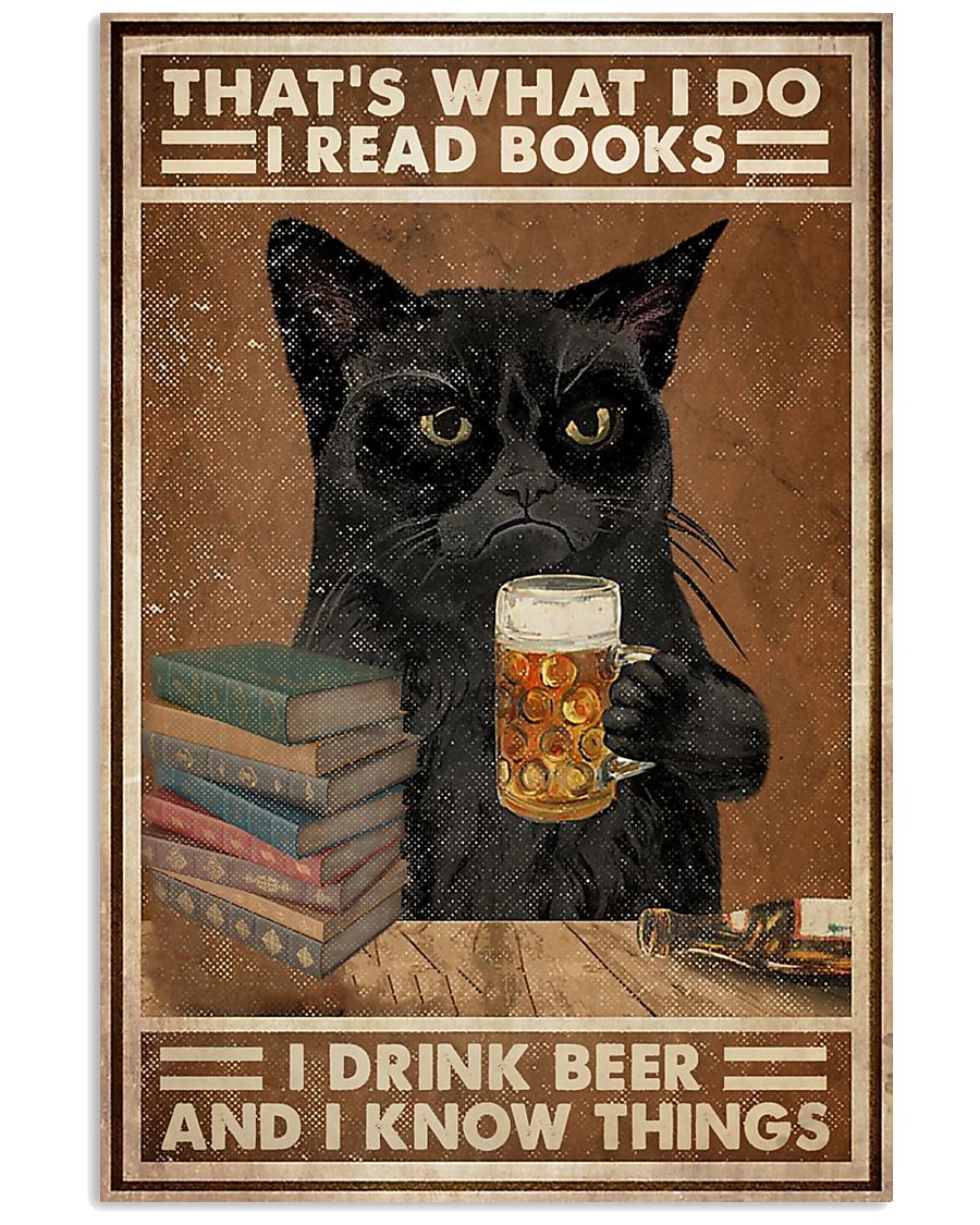 Black cat read books and drink beer pt dvhh pml-5664