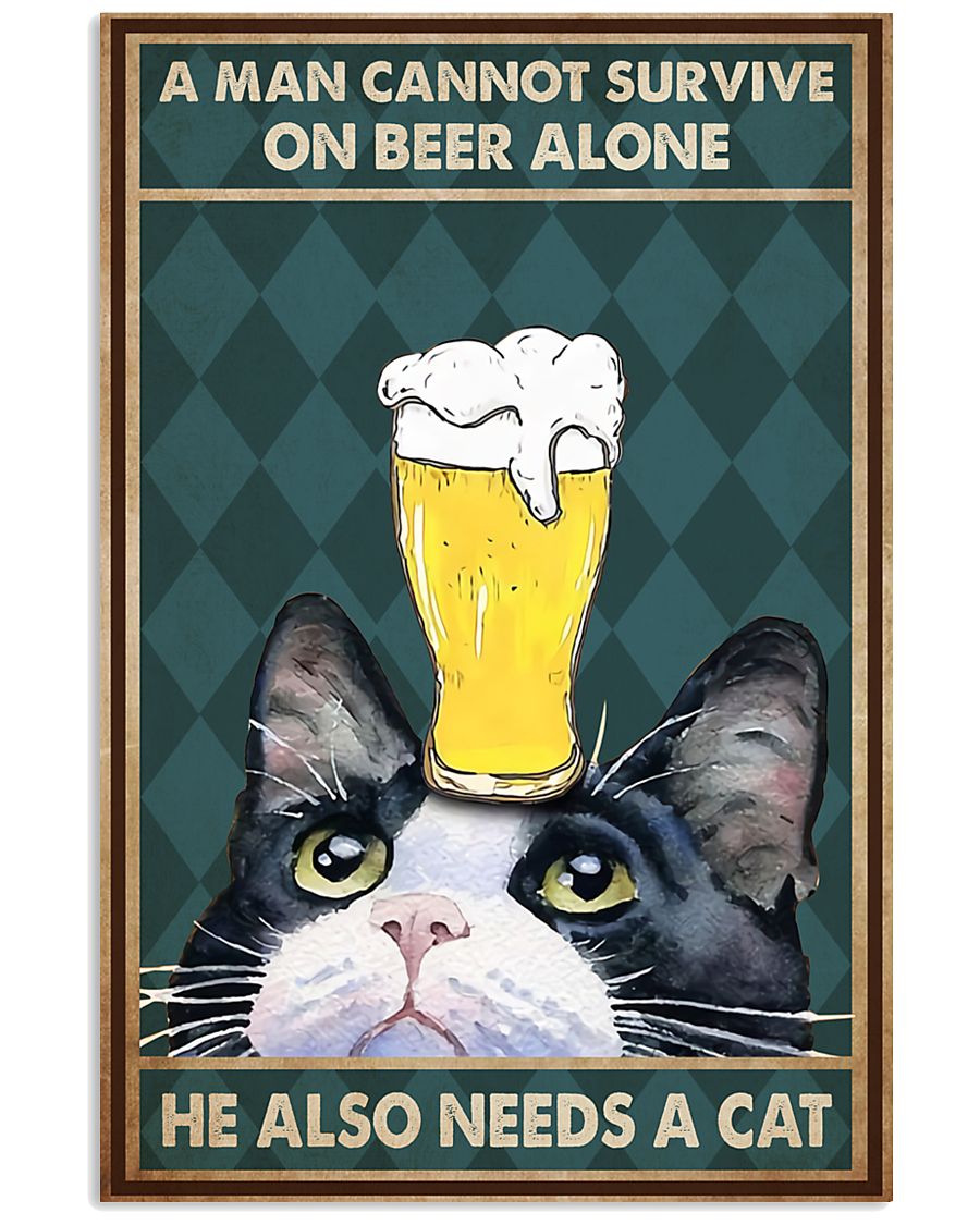 tuxedo cat beer a man survive poster ttb NTH-3747