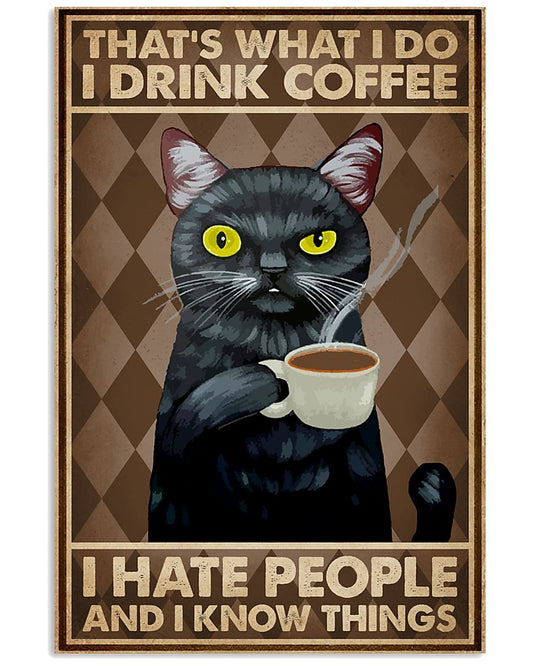 Drink Coffee Hate People Black Cat-2478