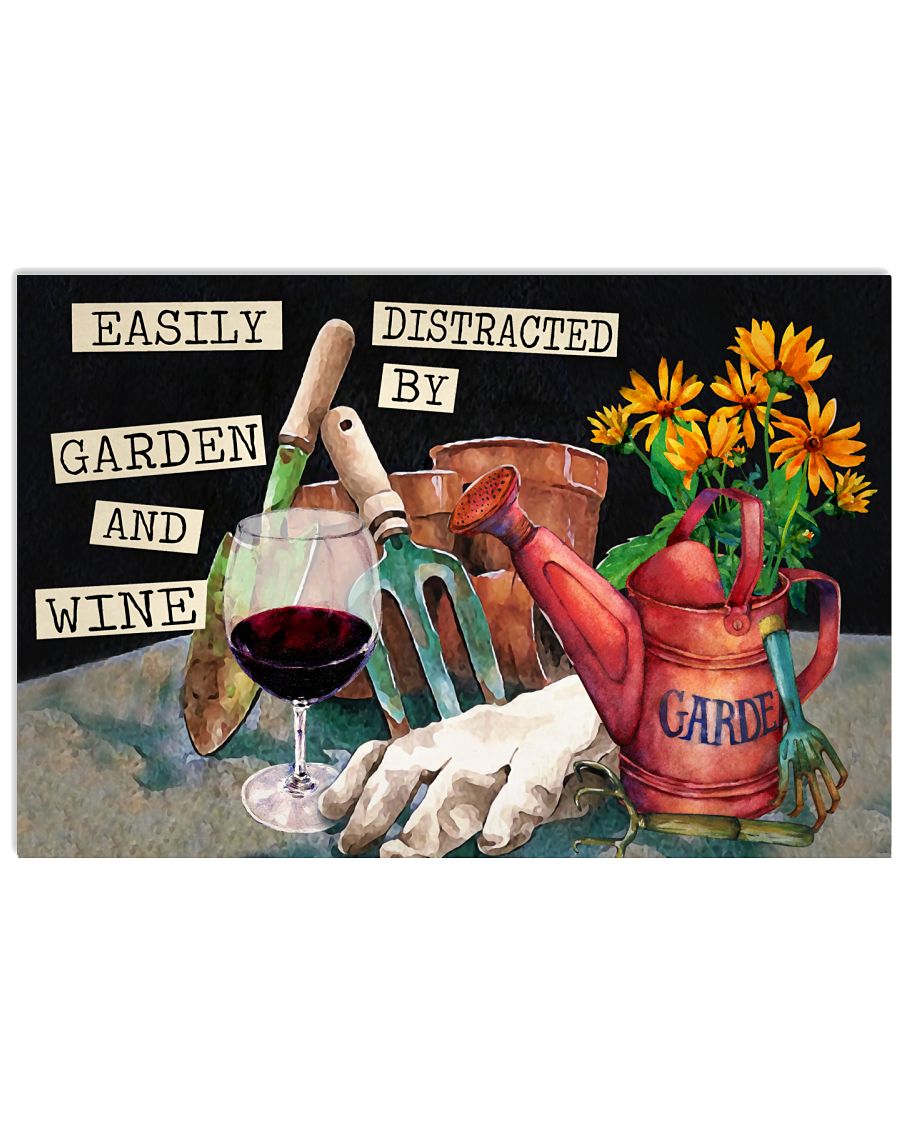 Easily Distracted By Garden And Wine Poster - Home Wall Decor - No Frame Full Size 17''x11'' 24''x16'' 36''x24''-2002