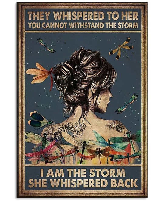 They Whispered To Her You Cannot Withstand The Storm I Am The Storm She Whispered Back Poster - Tattooed Girl Vintage Art Poster - Home Wall Decor-4889