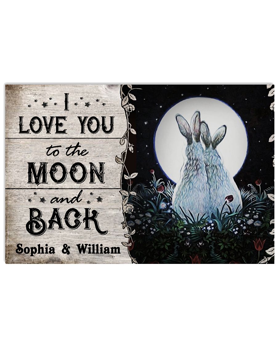 Personalized Rabbit Couple Love To The Moon-8485