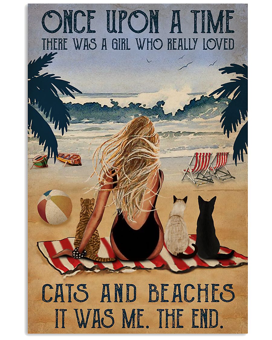 Vintage Beach Once Upon A Time Cats Blond Girl-3896