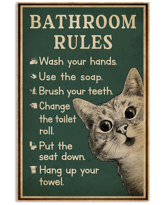 Retro Green Bathroom Rules Cat-3188