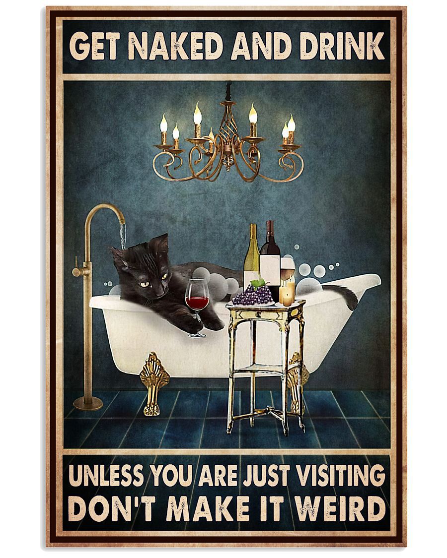 Funny Black Cat Bathroom Poster