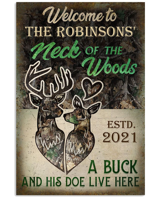 Personalized Deer Couple Camo Welcome-2857