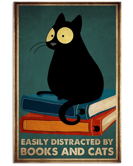 EASILY DISTRACTED BY BOOKS AND CATS-6448