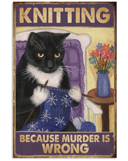 Knitting Cat Because Murder Is Wrong-3685