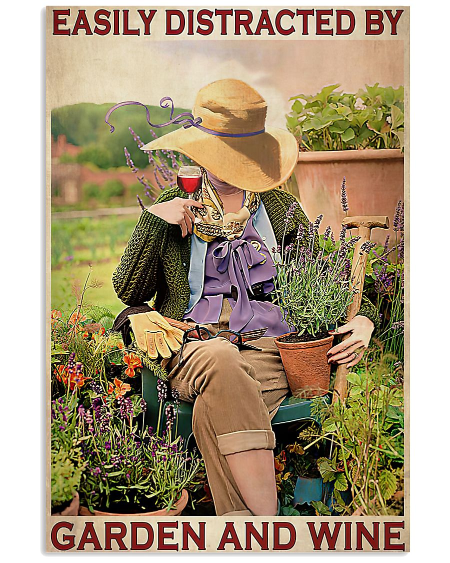 Easily Distracted By Garden And Wine Poster - Poster For Gardeners - Gardener Birthday Xmas Gift - Home Decor - Wall Art - No Frame-7477