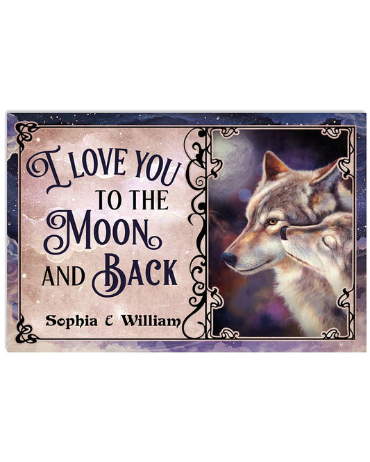 Personalized Wolf Couple The Moon And Back-8159