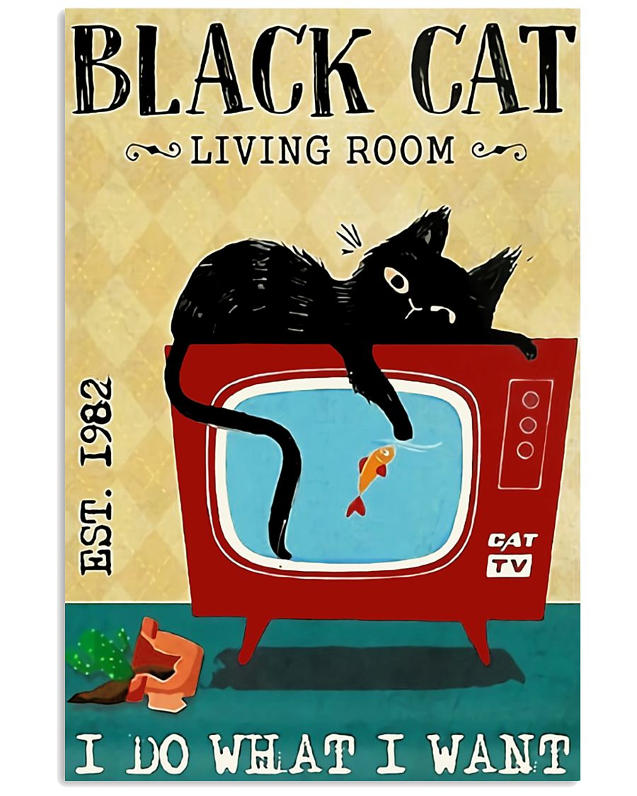 funny black cat poster and canvas living-1171