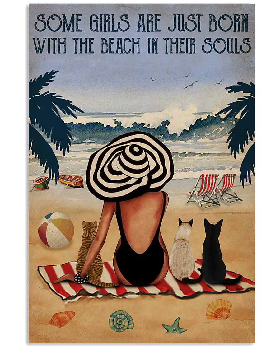 Vintage Beach In Their Souls Cats Girl-6609