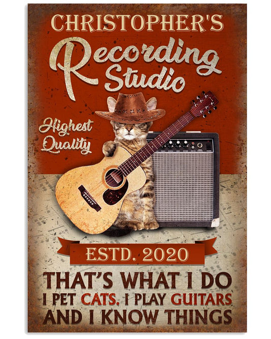 Personalized Acoustic Guitar Cat That's What I Do-3433