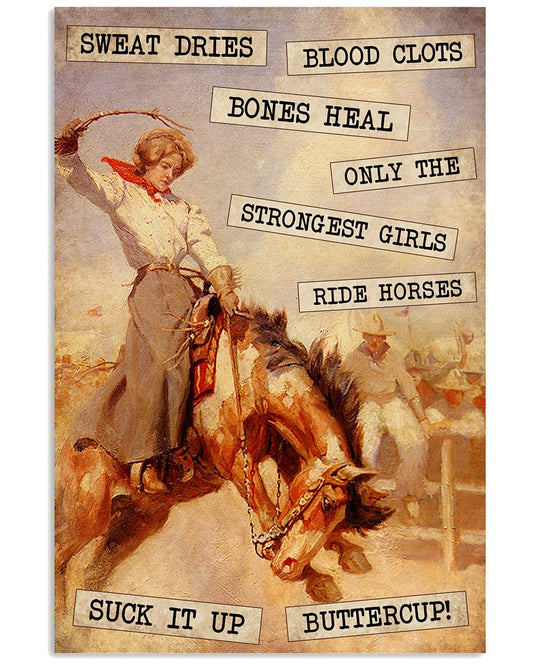 Strongest Girls Ride Horses Vintage Text -6262