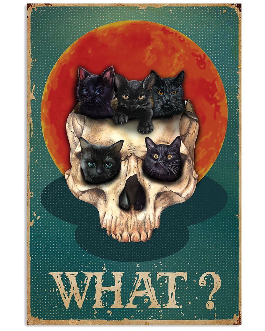 Retro Teal Red Sun What Cats And Skulls-4633