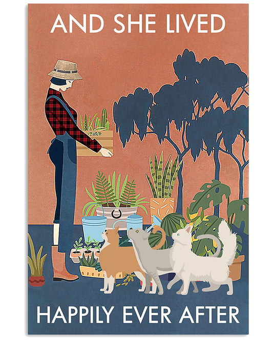 Vintage And She Lived Happily Cat Gardening-6066