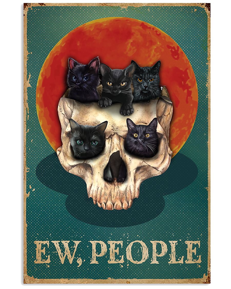 Retro Teal Red Sun Ew People Cats And Skulls-7071