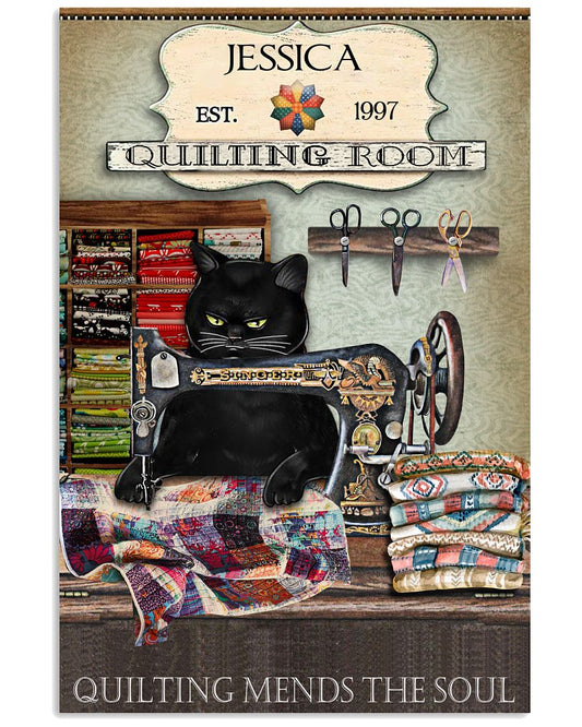 Personalized Quilting Room Black Cat-1612