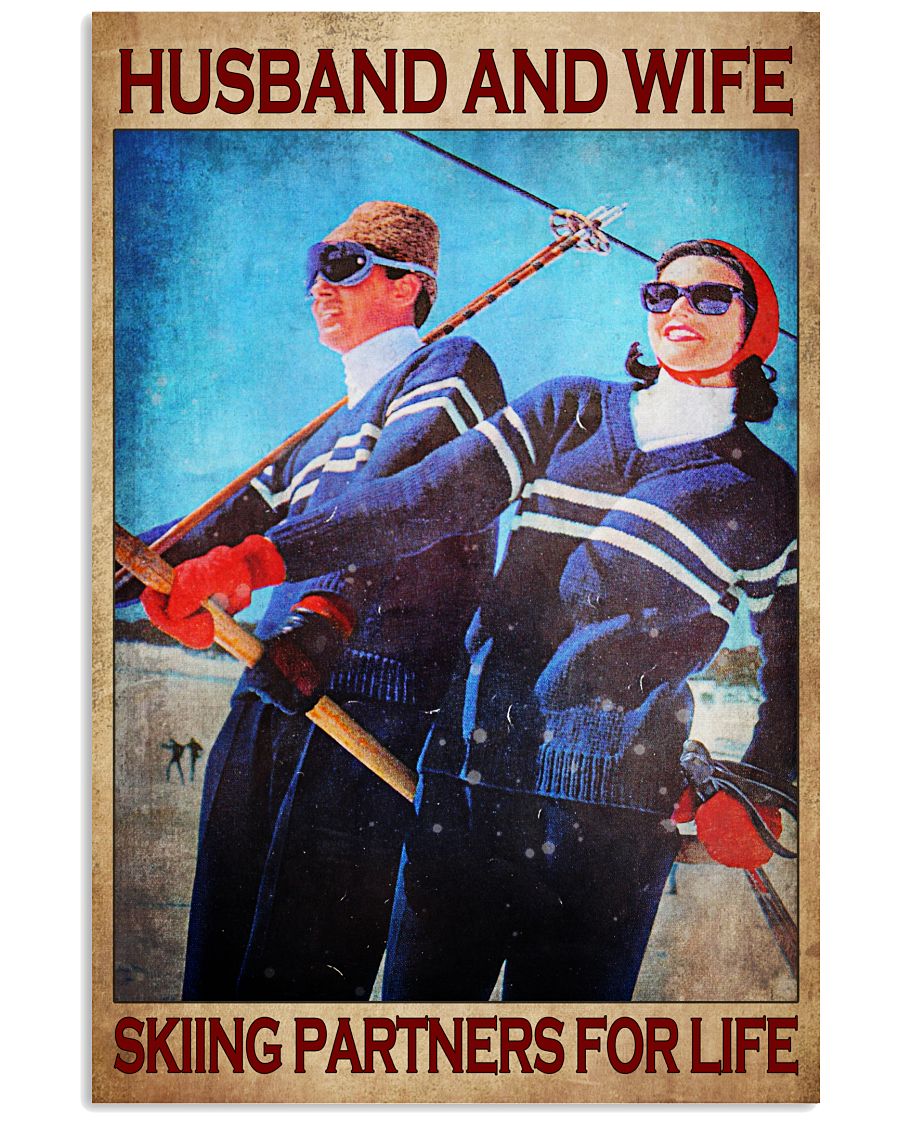 Husband And Wife Skiing Partner For Life Poster - Poster For Skiing Loving Couples - Home Wall Decor -No Frame Full Size 11''x17'' 16''x24'' 24''x36''-5925