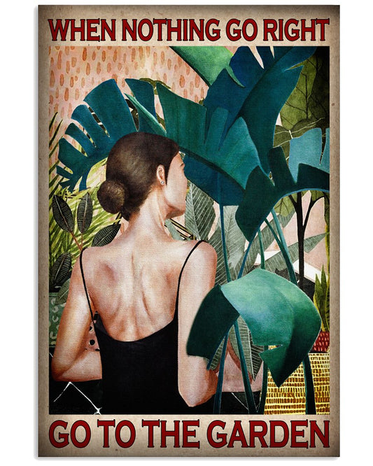 When Nothing Go Right Go To The Garden Poster - Girl In Garden Vintage Art Picture - Home Wall Decor -No Frame Full Size 11''x17'' 16''x24'' 24''x36''-2038