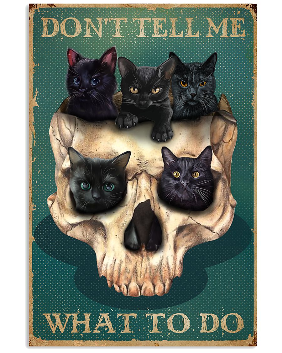 Retro Teal Don't Tell Me Cats And Skulls-5584