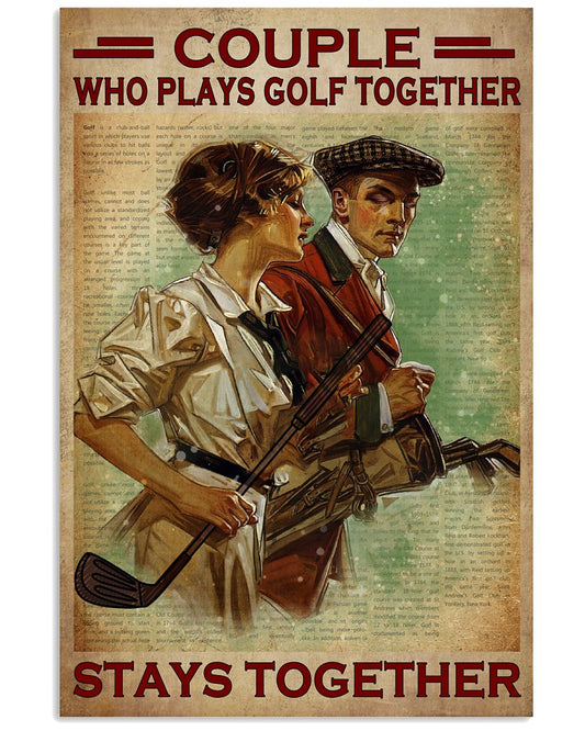 Couple Who Plays Golf Together Stays Together Poster - Male And Female Golfers Vintage Art Poster - Home Decor - Wall Art - No Frame-2807