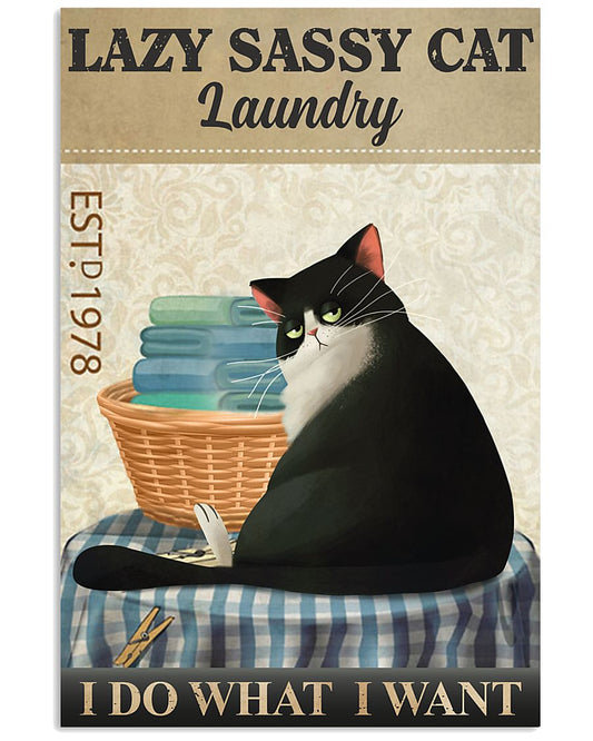 Lazy Sassy Cat Laundry Cat Lover-7995