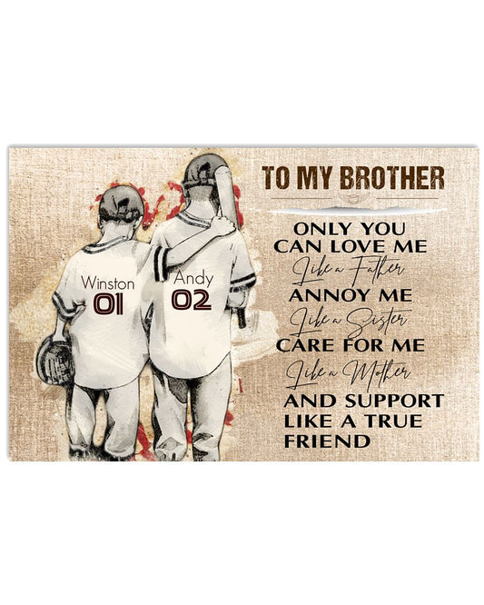 To My Brother - Baseball Origin Wall Art Prints Set - Personalized Name and Number -6242