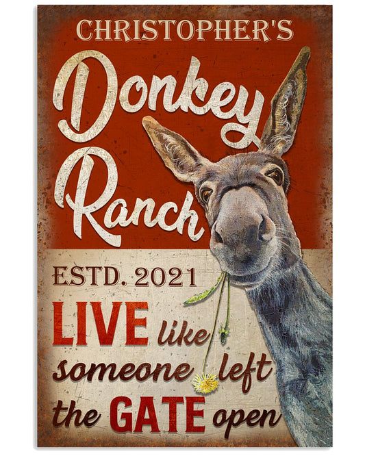 Personalized Donkey Ranch The Gate Open-8923