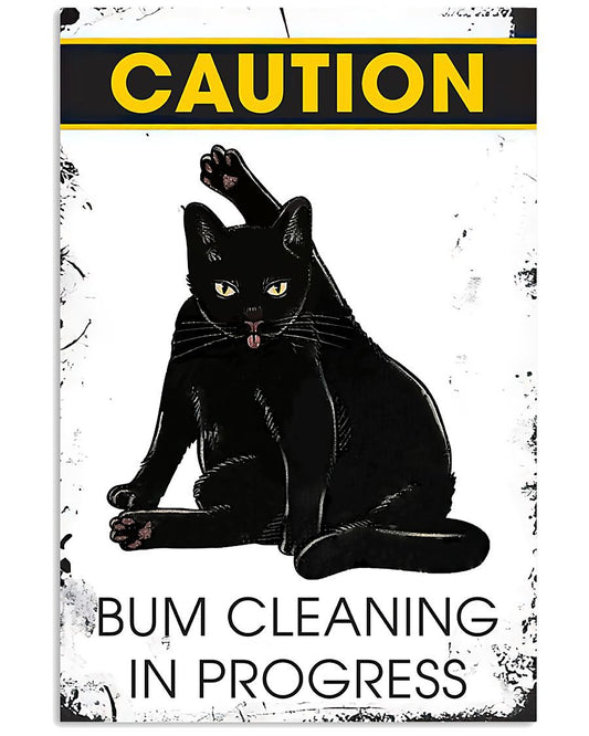 Funny Black Cat Bathroom Poster