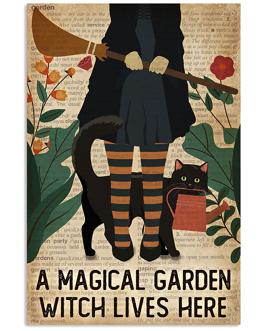 Dictionary Garden Witch Lives Here Black Cat-4313