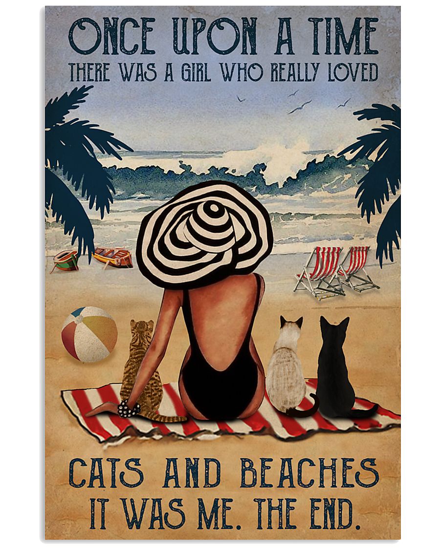 Vintage Beach Once Upon A Time Cats Girl-6508