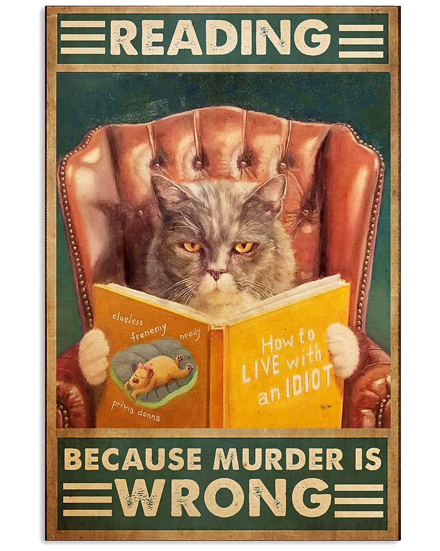 angry cat book reading because murder mttn NTV-1665