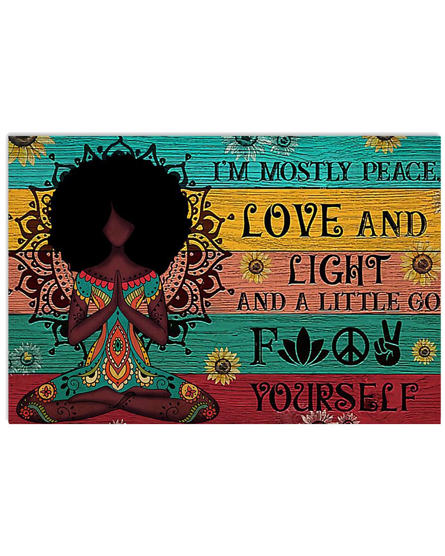 Black woman yoga I'm mostly peace love and light-1828