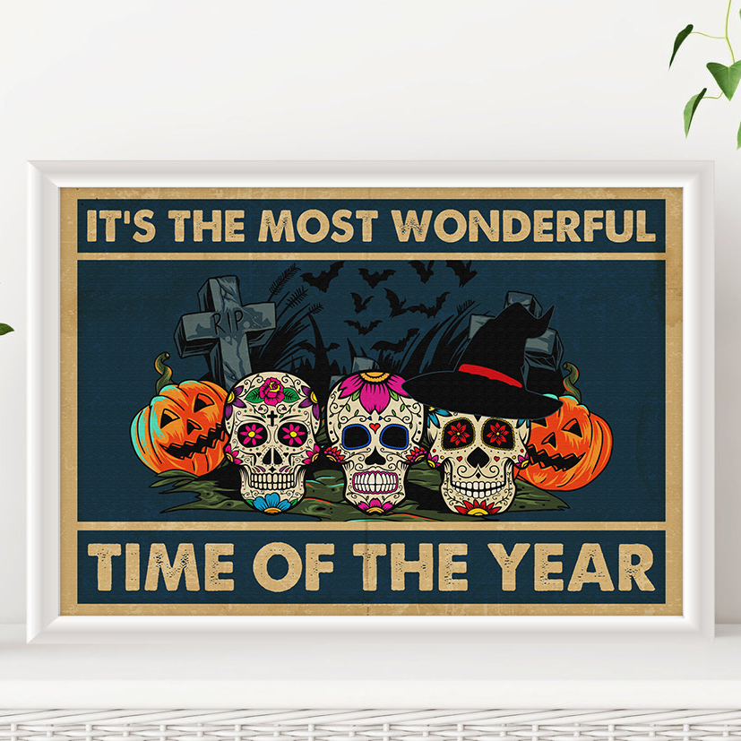 Halloween Decoration, It's The Most Wonderful Time Of The Year Sugar Skull Poster