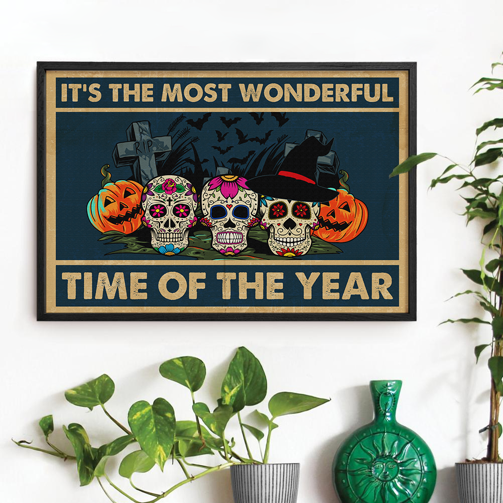 Halloween Decoration, It's The Most Wonderful Time Of The Year Sugar Skull Poster