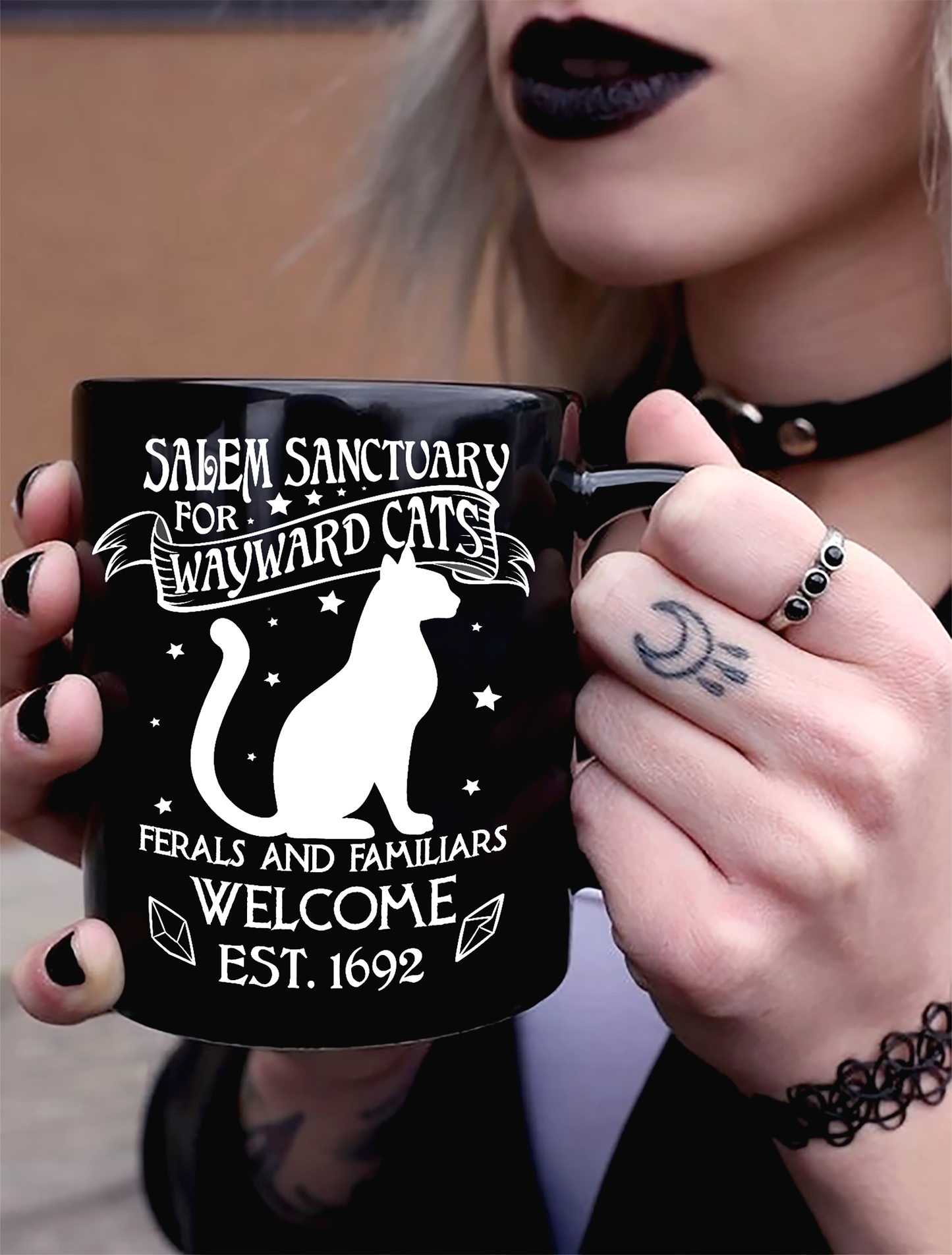 Wayward Cat Black Mug