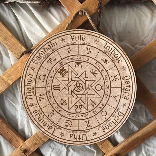 Wheel Of Year Wood Sign Witch