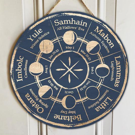 Moon Phase Wheel Of The Year Wood Sign