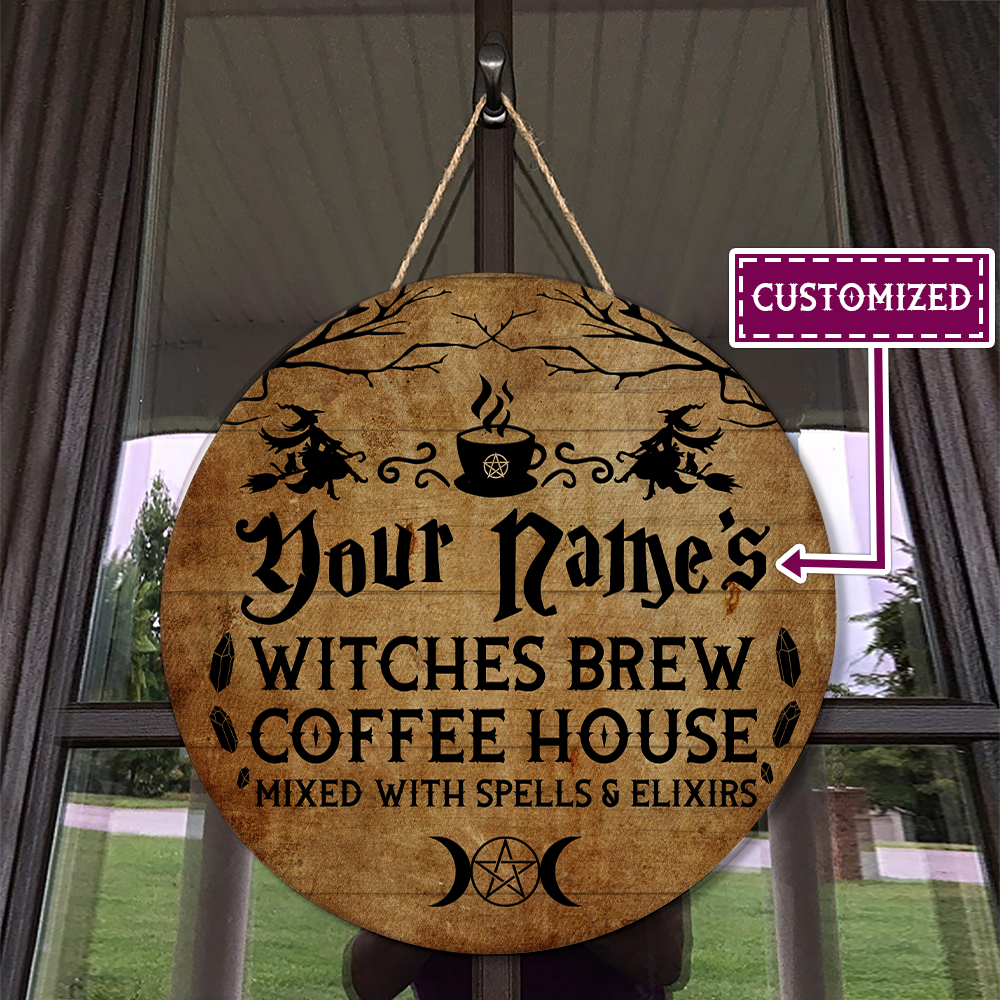 Witches Brew Coffee House Custom Wood Sign