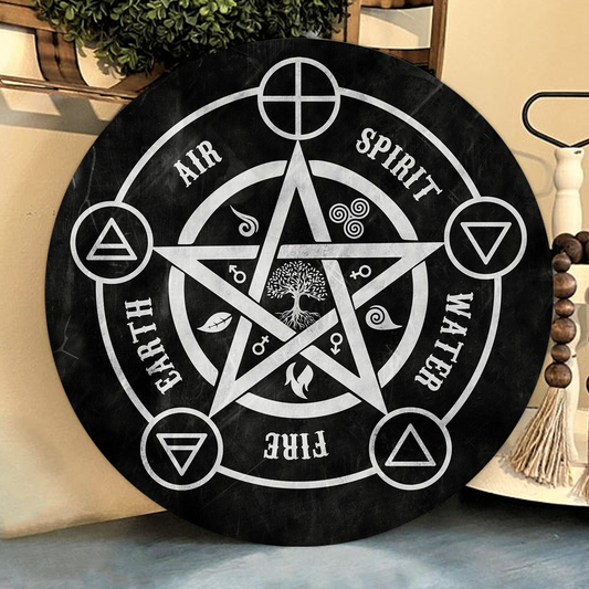 Elemental Pentacle Altar Wood Sign