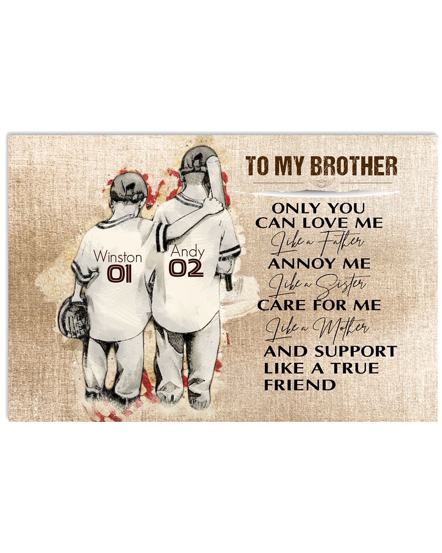 To My Brother - Baseball Origin Wall Art Prints Set - Personalized Name and Number -6242