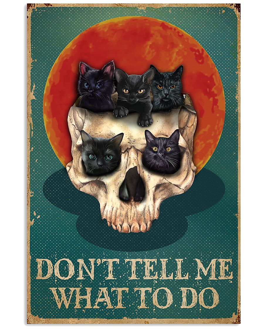 Retro Teal Red Sun Dont Tell Me Cats And Skulls-7141