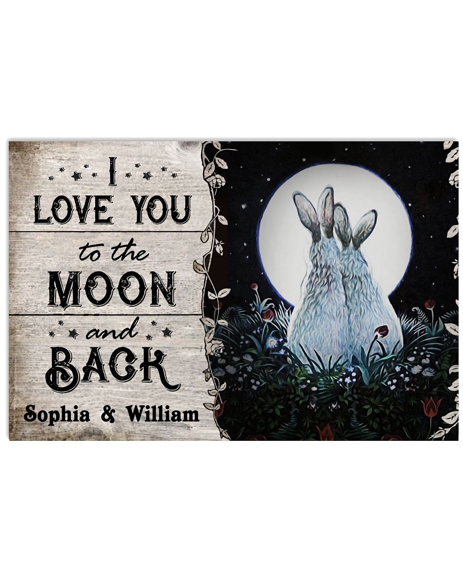 Personalized Rabbit Couple Love To The Moon-8485