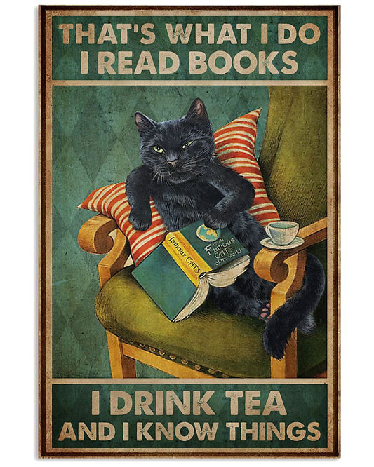 Read Books And Drink Tea Black Cat-1032