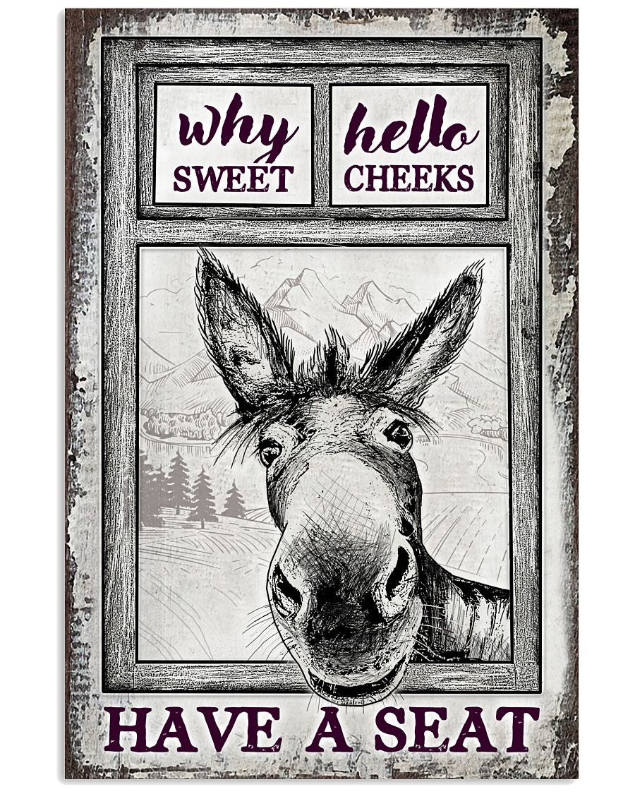 Donkey Why Hello Sweet Cheeks Restroom Sketch-6082