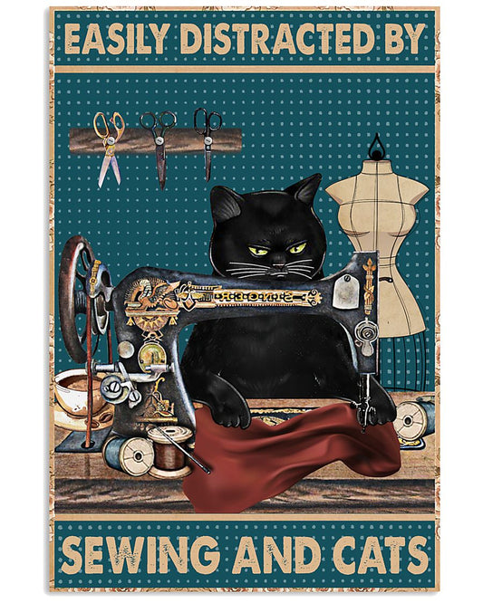 Easily Distracted By Sewing And Black Cat-5841