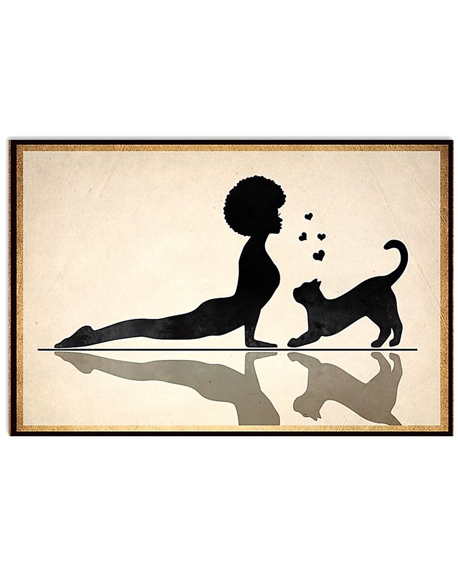 Black girl yoga and cat-4934