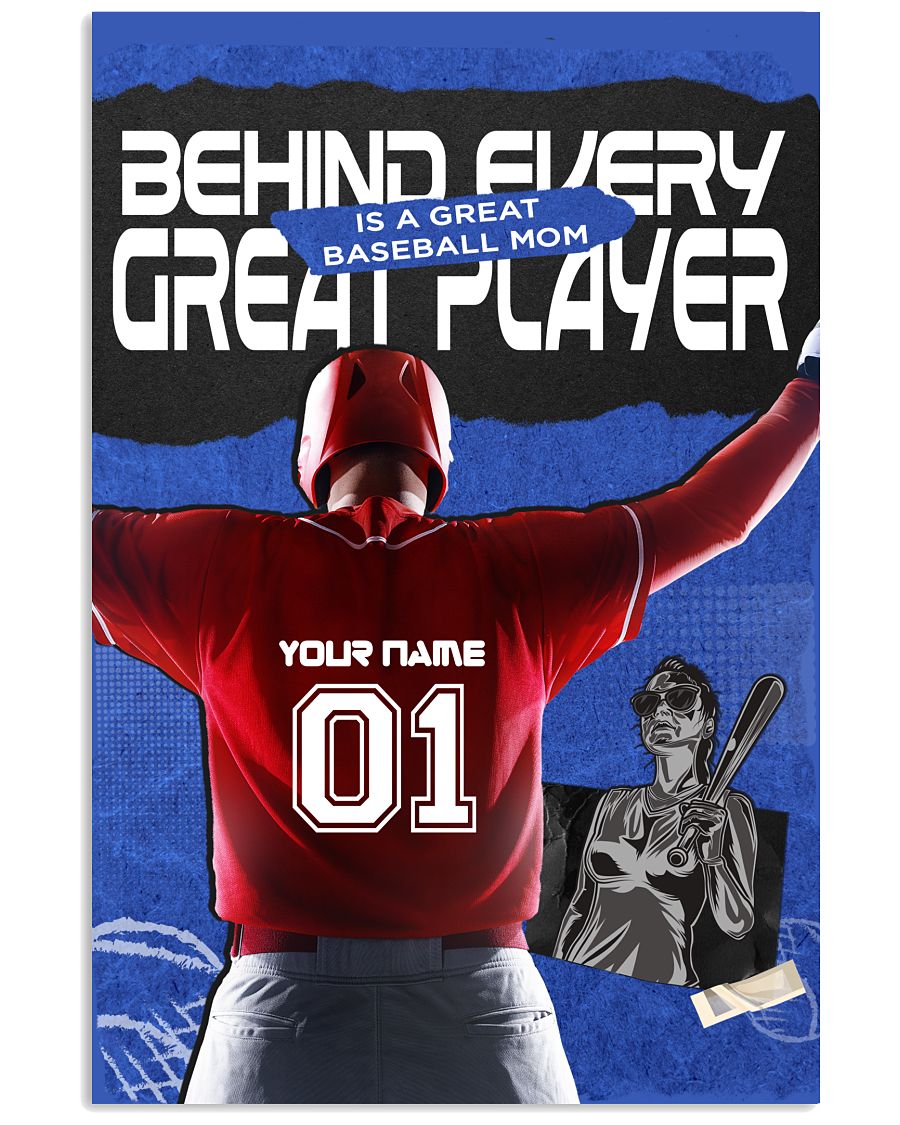 Behind every great player is a great player mom - Personalized Baseball Poster Canvas House Decor Set - Origin Art Prints-1765